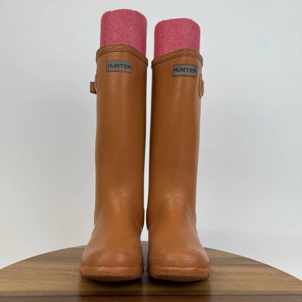 Big Kids Hunter Original Tall Orange Waterproof‎ Pull On Rain Boots Size 4 Y GUC